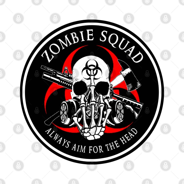 Biohazard Zombie Squad Always aim for the head F U Ring Patch outlined by Ratherkool