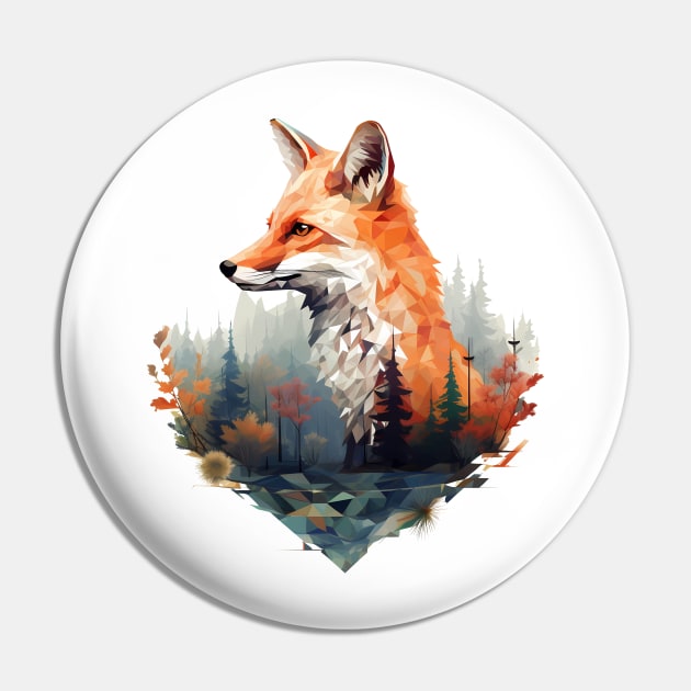 Geometric fox with forest in triangle look Pin by Unelmoija