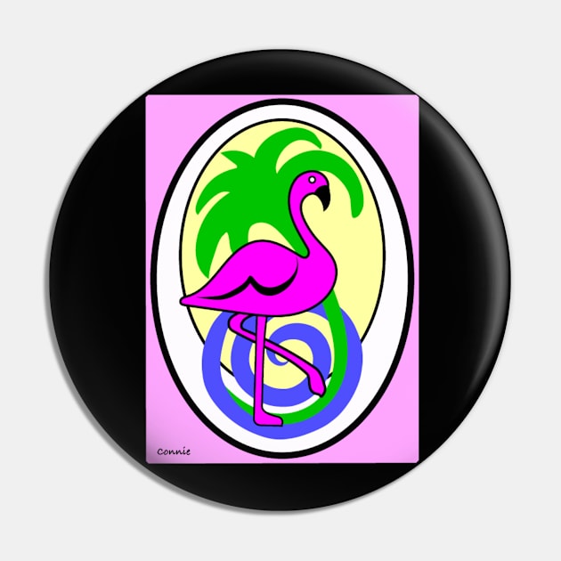 Tropical Pink Flamingo Pin by Designs by Connie