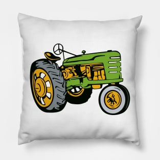 Vintage Farm Tractor Side View retro Pillow