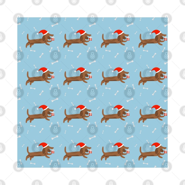 New Year and Christmas dachshund in Santa hat with bones by Cute-Design