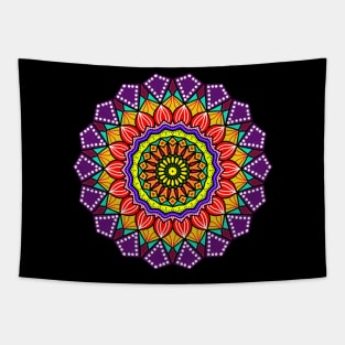 Bright Colorful Flower Mandala Pattern Tapestry