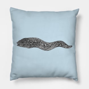 Black spotted moray eel cartoon illustration Pillow