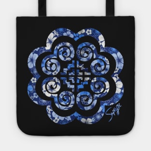 Hmoob Blue Floral Tote