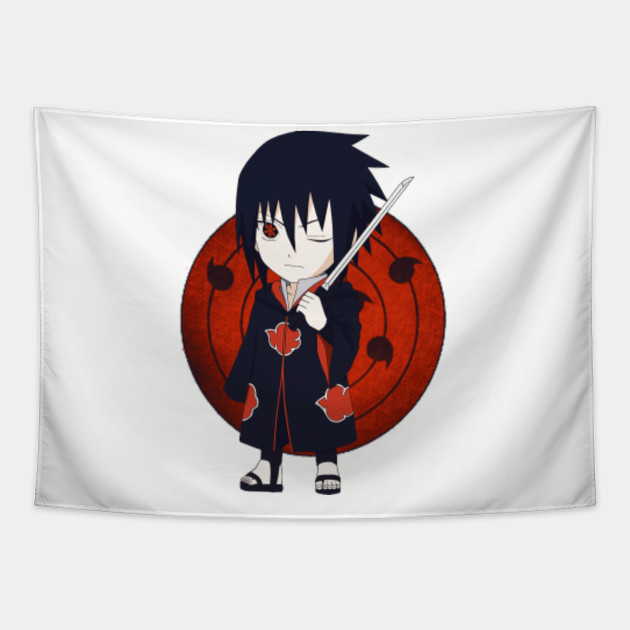 Sasuke Uchiha Akatsuki Chibi Sasuke Uchiha Eyes Mangekyou Sharingan Tapestry Teepublic Double mangekyou sharingan kakashi vs rinnegan sasuke from the 4th great ninja war climax!