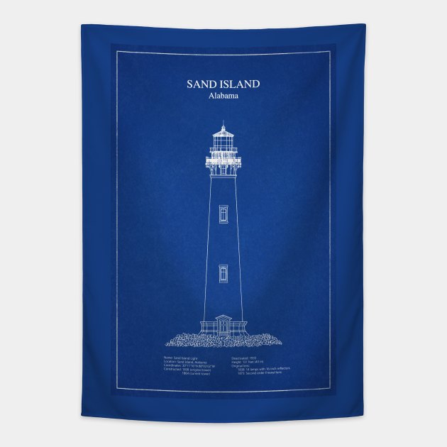 Sand Island Lighthouse - Alabama - AD Tapestry by SPJE Illustration Photography