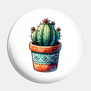 Cactus plant watercolor sticker Pin