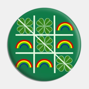 Shamrocks and Rainbows Tic Tac Toe Lucky Saint Patricks Day Pin