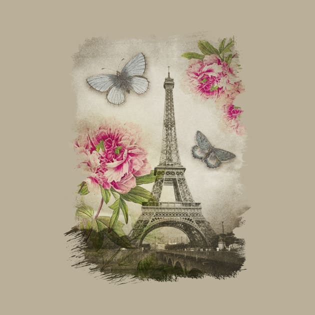 Vintage Paris Eiffel Tower Collage by Blue Planet Boutique