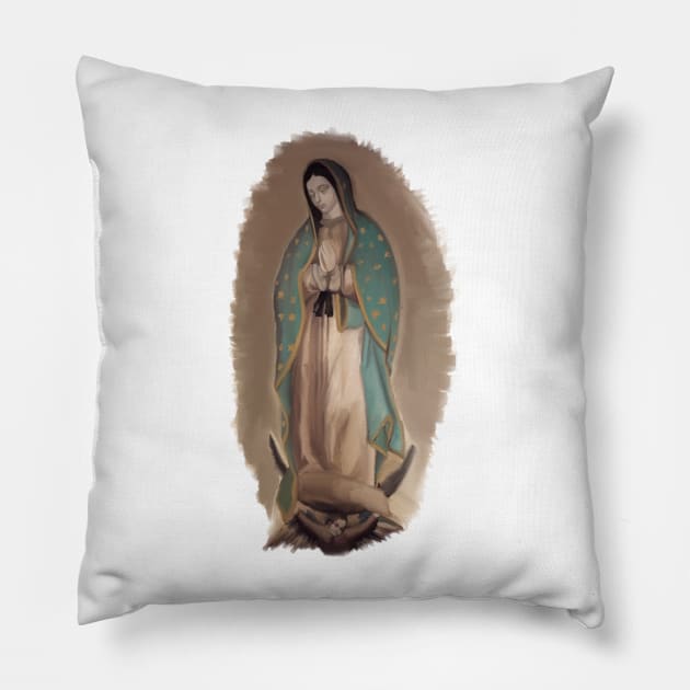 Our Lady of Guadalupe Pillow by HappyRandomArt