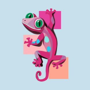 Pink Gecko With Green Eyes T-Shirt