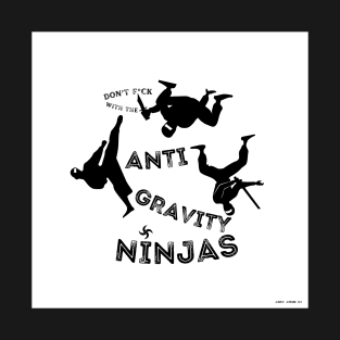 Anti Gravity Ninjas (White Over Black) By Abby Anime(c) T-Shirt