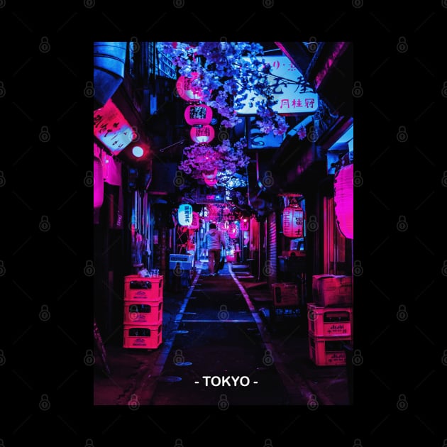 Tokyo Street Neon Synthwave by JeffDesign