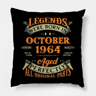 59th Birthday Gift Legends Born In October 1964 59 Years Old Pillow