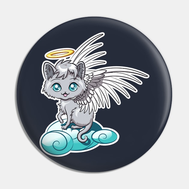 Chibi Angel Cat Pin by SJayneDesign