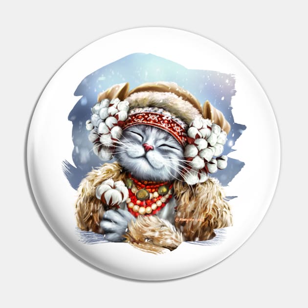 Cute winter cat Pin by Marysha_art