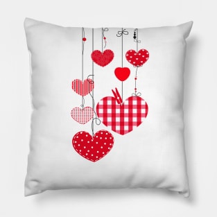 hanging retro red hearts Pillow