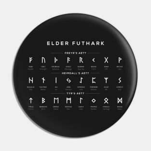 Elder Futhark Runes Alphabet Chart - Black Pin