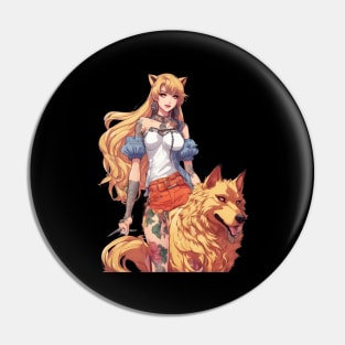 Werewolf Anime Girl Pin