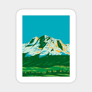 Cordillera Blanca with Huandoy Huascaran and Chopicalqui in Peru WPA Art Deco Poster Magnet