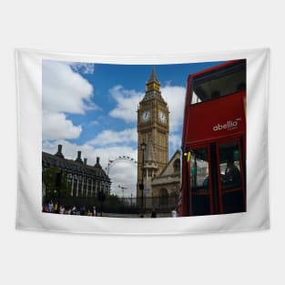 London: London eye, big ben and a red bus Tapestry