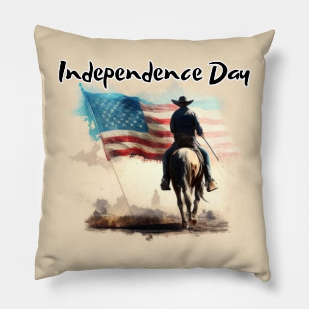 Independece day, cowboy, american flag Pillow by Pattyld