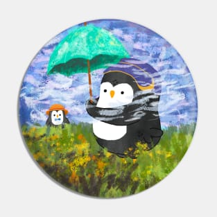 Penguin with Parasol Monet Art Series Pin