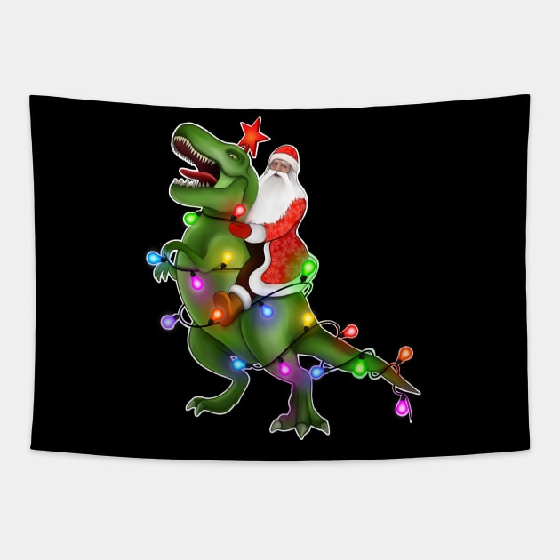 Happy holidays Santa on trex Tapestry by Meakm