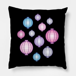 Lanterns | Mid Autumn Festival | Blue Pink Purple | Black Pillow