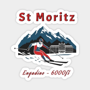 St Moritz Switzerland Skiing Engadine 6000ft Magnet