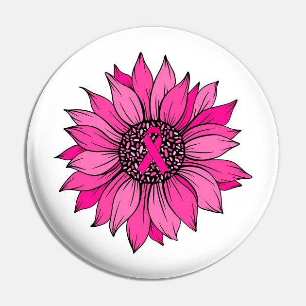 Breast Cancer Sunflower Pink Ribbon Shirts  Men Women Pin by Gendon Design