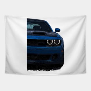 Challenger's Aura: Dodge Challenger Front Body Posterize Car Design for Teen Enthusiasts Tapestry