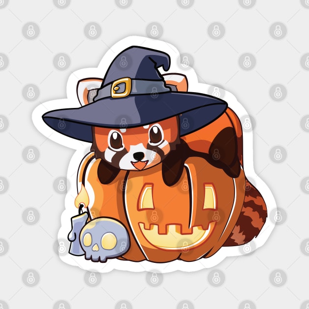 Red Panda on a Pumpkin Magnet by Myanko