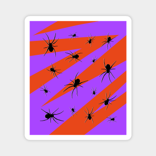 Halloween Spider Pattern on Purple and Orange Magnet