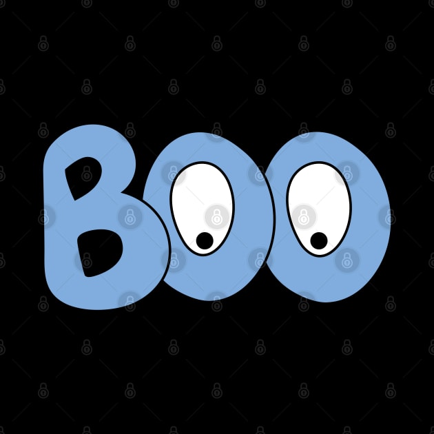 BOO text art cartoon eyes blue bubble letters by Angel Dawn Design