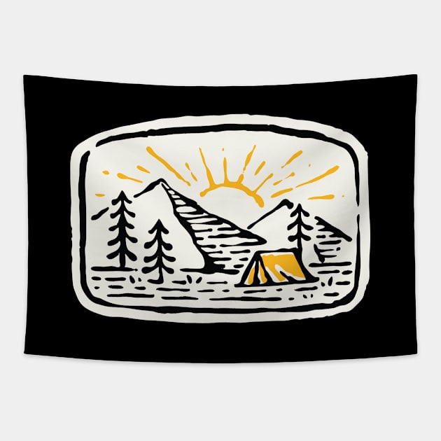 Camp Hand Drawn Tapestry by quilimo