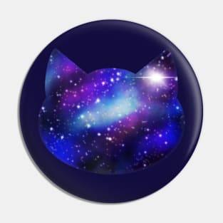 Womens Galaxy Cat Head Silhouette Pin