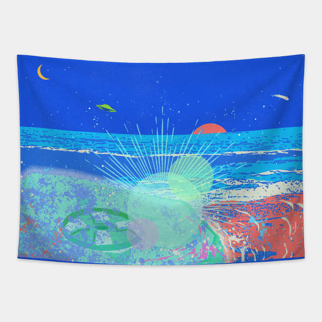 BEACHED UFO Tapestry by Showdeer