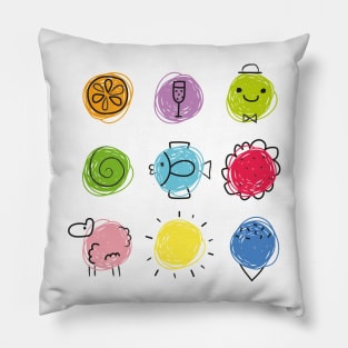 Circle kids' doodles Pillow