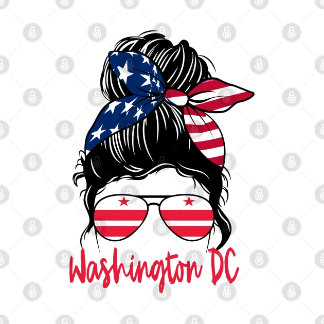 Washington DC girl Messy bun , American Girl , Washington DC Flag by JayD World