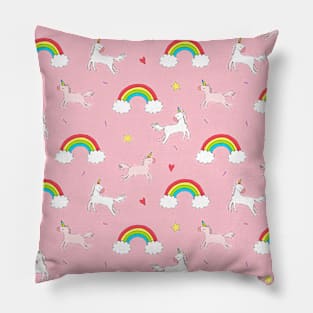 pattern with unicorns and rainbow Pillow