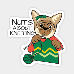 Nuts About Knitting Siamese Cat Magnet