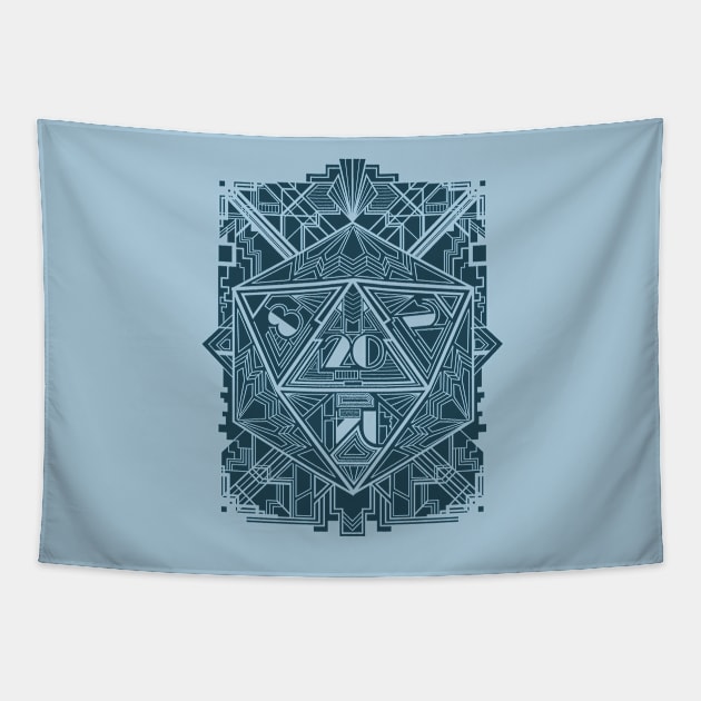 D20 deco blue Tapestry by artlahdesigns