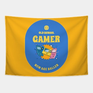 Old School Gamer, New Age Baller Retro Gaming Tapestry