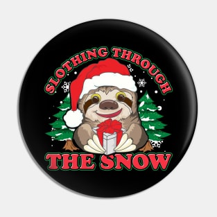 Cute Slothing Through the Snow Christmas Sloth Pin