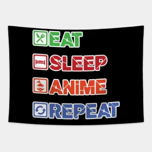 'Eat. Sleep. Anime.' Cool Japanese Anime Tapestry