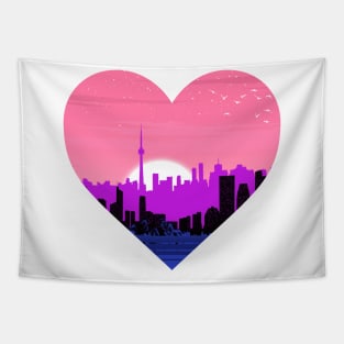 Genderfluid cityscape subtle heart Tapestry