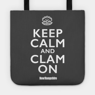 Keep Calm and Clam On (White text) Tote