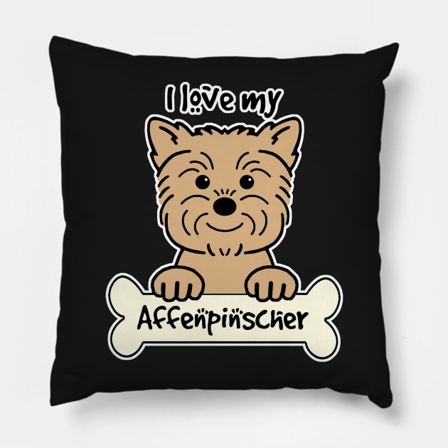 I Love My Affenpinscher Pillow by AnitaValle