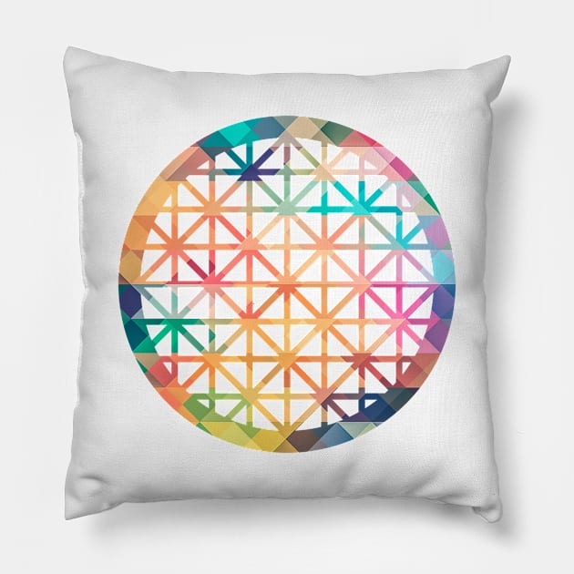 Epcot Spaceship Earth Geometric Retro Pillow by FandomTrading